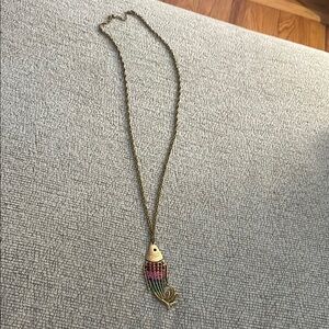 Vintage Gold and Multicolor Fish Pendant Necklace